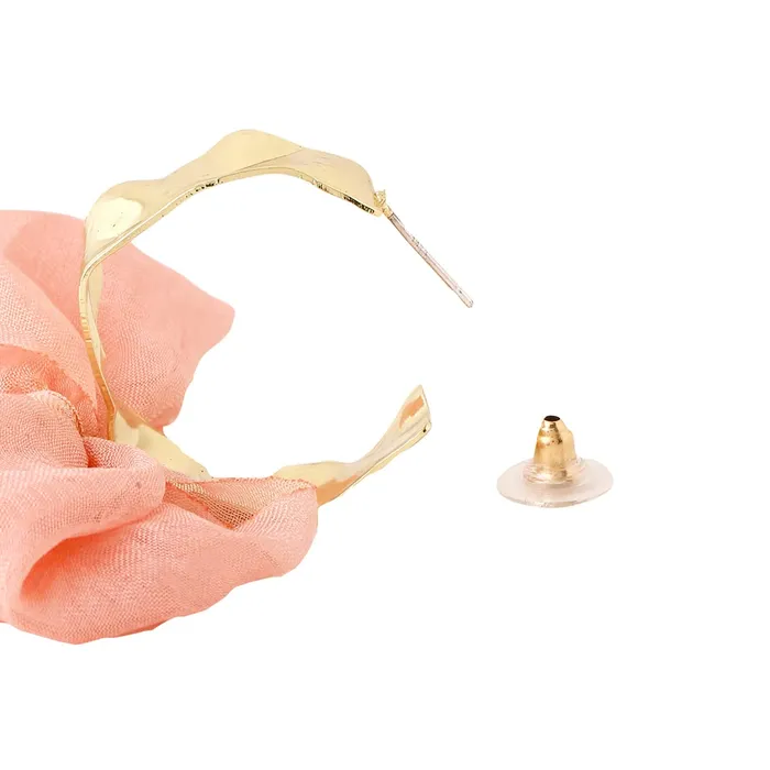 Yellow Chimes Yellow Chimes Earrings For Women Pink Colored Cloth Woven Bow Shaped Hoop Earrings For Women and Girls Earrings