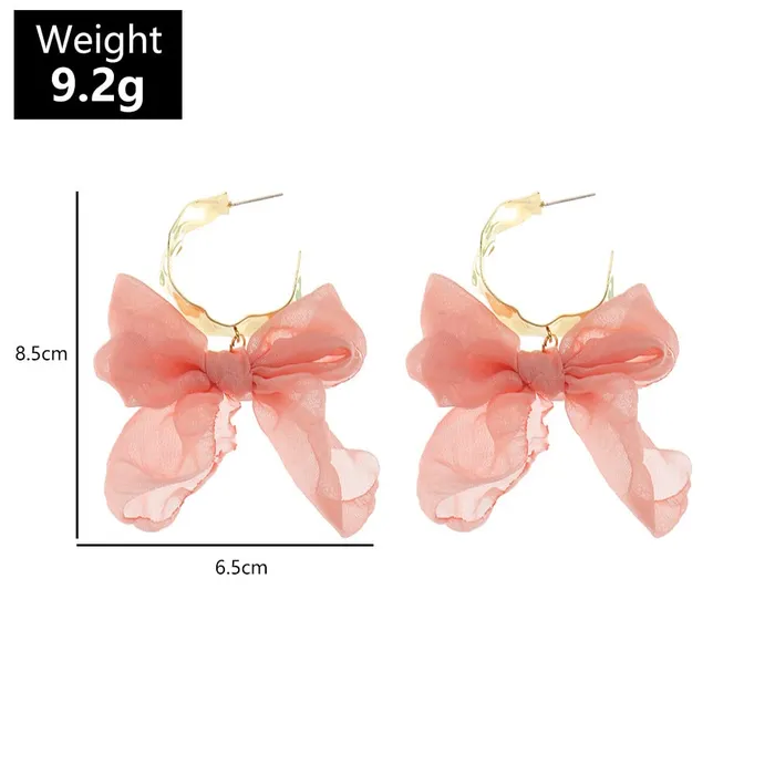 Yellow Chimes Yellow Chimes Earrings For Women Pink Colored Cloth Woven Bow Shaped Hoop Earrings For Women and Girls Earrings