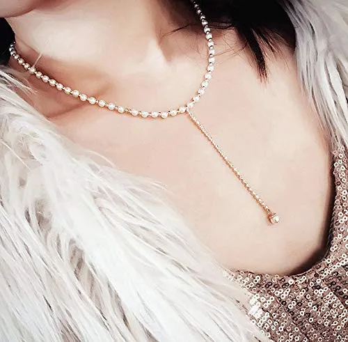 Yellow Chimes Yellow Chimes Fancy party ware Pearl choker Necklace for Women And Girls Earrings