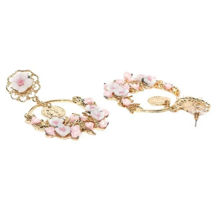 Yellow Chimes Yellow Chimes Floral Design Pink Chandelier Dangle Drop Earrings for Women and Girls Earrings