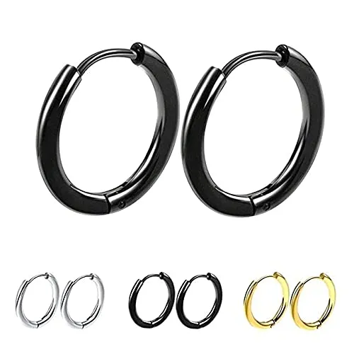 Yellow Chimes Yellow Chimes Hoop Earrings for Men Stainless Steel Combo of 3 Pairs Multicolor Huggie Hoops Earrings for Men and Women Earrings