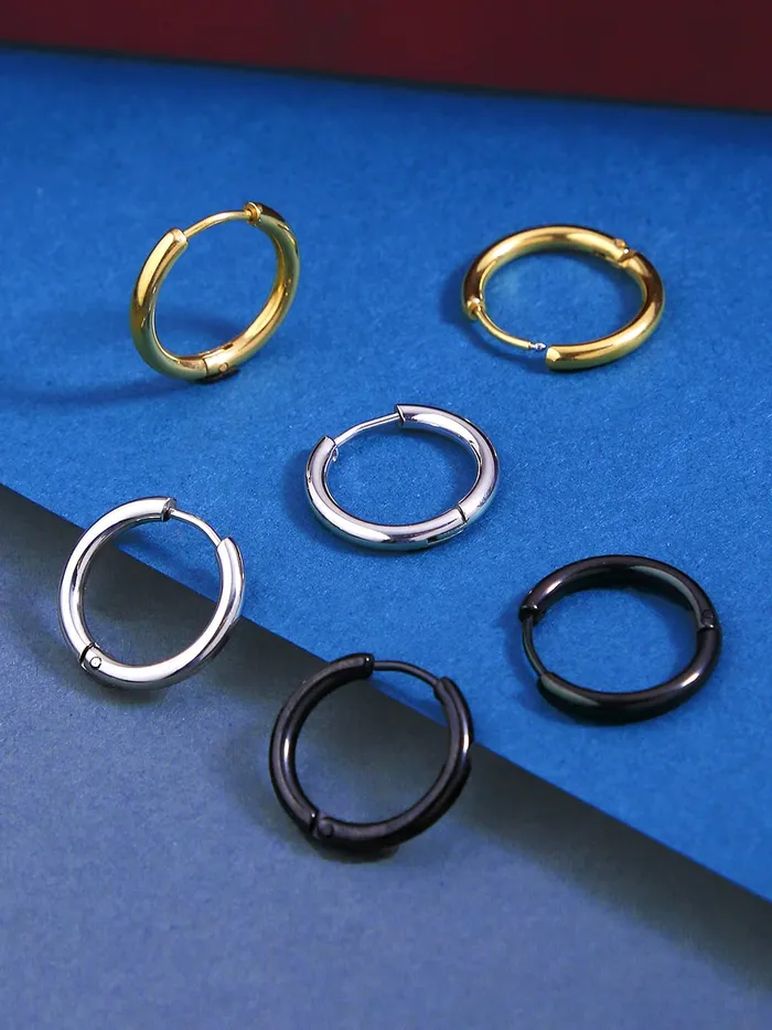 Yellow Chimes Yellow Chimes Hoop Earrings for Men Stainless Steel Combo of 3 Pairs Multicolor Huggie Hoops Earrings for Men and Women Earrings