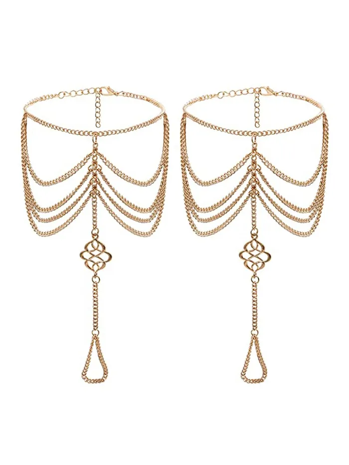 Yellow Chimes Yellow Chimes Multichain Anklets for Women Anklets with Attached Toe Ring Gold Toned Foot Jewellery for Women and Girls Necklaces Yellow Chimes Yellow Chimes Multichain Anklets for Women Anklets with Attached Toe Ring Gold Toned Foot Jewellery for Women and Girls Necklaces