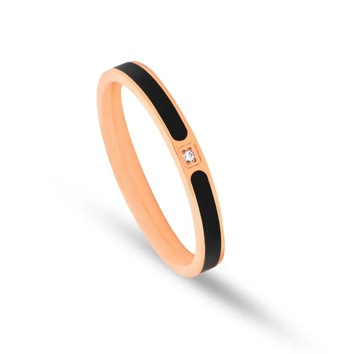 Yellow Chimes Yellow Chimes Rings for Women and Girls Fashion Black Band Ring Stainless Steel Rose Gold Plated Finger Ring for Women Birthday Gift For Girls Women Anniversary Gift for Wife Earrings