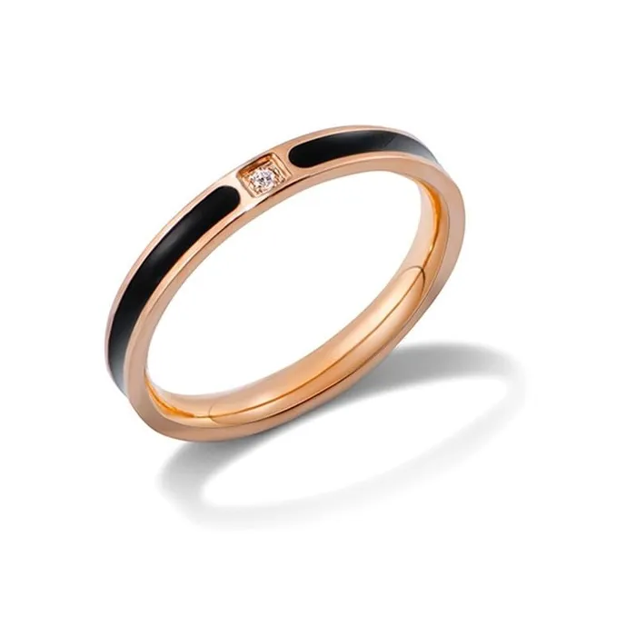 Yellow Chimes Yellow Chimes Rings for Women and Girls Fashion Black Band Ring Stainless Steel Rose Gold Plated Finger Ring for Women Birthday Gift For Girls Women Anniversary Gift for Wife Earrings