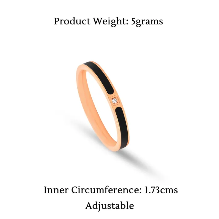 Yellow Chimes Yellow Chimes Rings for Women and Girls Fashion Black Band Ring Stainless Steel Rose Gold Plated Finger Ring for Women Birthday Gift For Girls Women Anniversary Gift for Wife Earrings