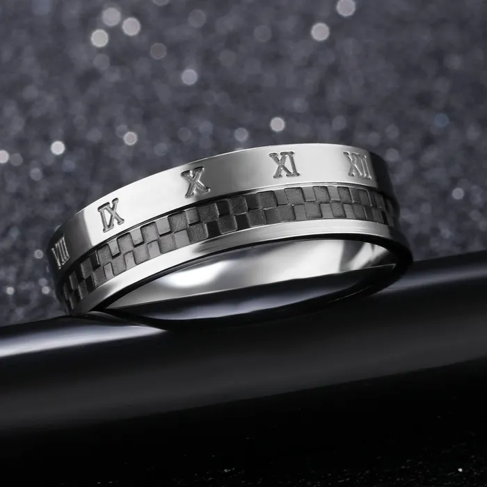 Yellow Chimes Yellow Chimes Roman Numbers Western Style Stainless Steel Ring for Men and Boys Earrings