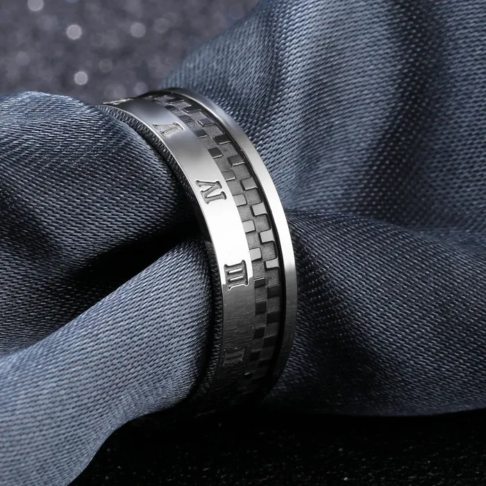 Yellow Chimes Yellow Chimes Roman Numbers Western Style Stainless Steel Ring for Men and Boys Earrings
