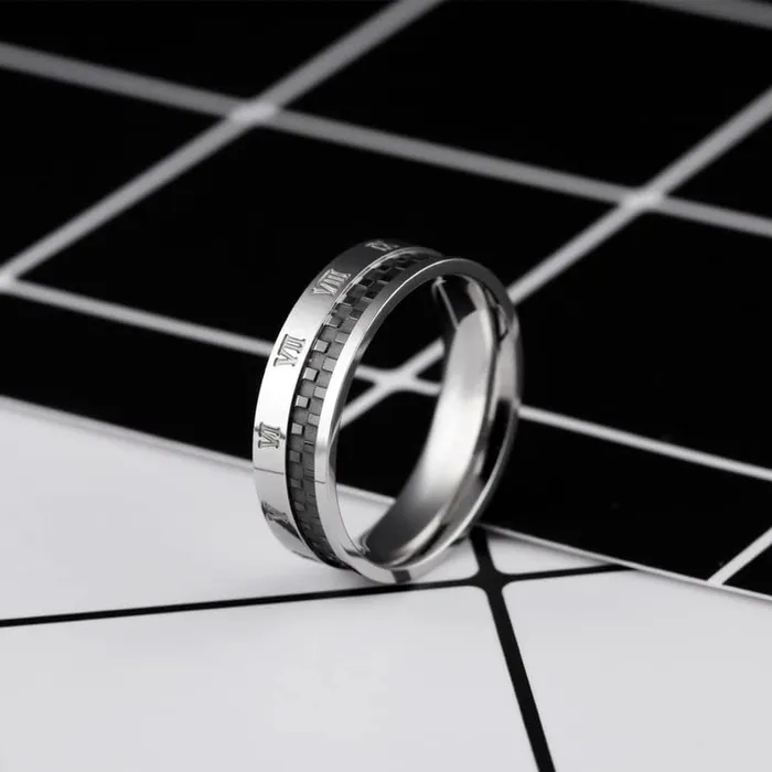 Yellow Chimes Yellow Chimes Roman Numbers Western Style Stainless Steel Ring for Men and Boys Earrings