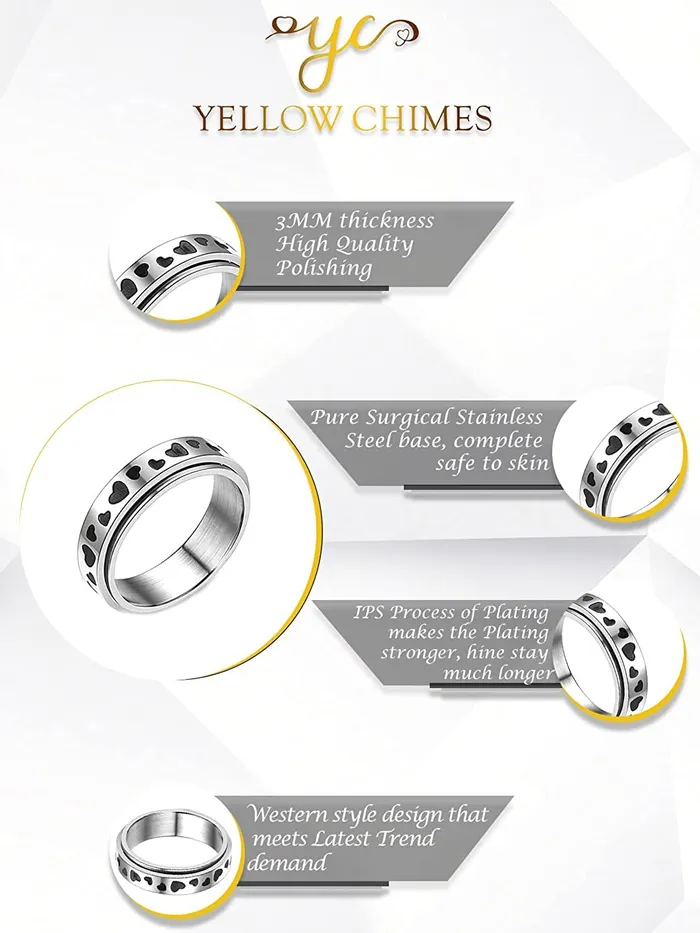 Yellow Chimes Yellow Chimes Spinner Rings for Women Stainless Steel Stress Relieving Rotatable Spinner Ring for Women and Girls Model1 Earrings