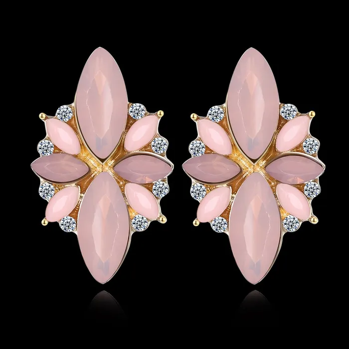 Yellow Chimes Yellow Chimes Stud Earrings for Women Pink Crystal Stud Earrings 18K Gold Plated Stud Earrings for Women and Girls Earrings