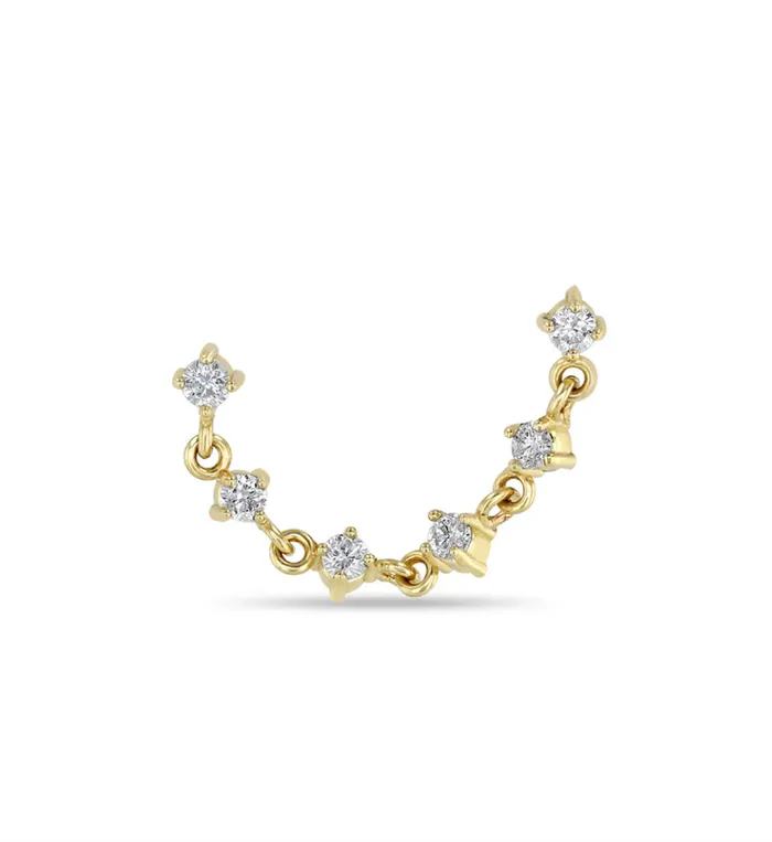 Zo Chicco 14K 6 LINKED PRONG DIAMOND CHAIN DOUBLE STUD EARRING Earrings