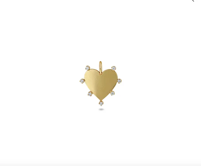 Zo Chicco Necklaces 14K SINGLE 7 PRONG DIAMOND HEART CHARM PENDANT